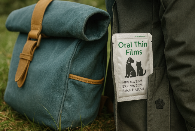 Moisture-barrier pouching and ODF packaging for pet dosing films