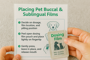 Owner dosing guidance for a pet sublingual film